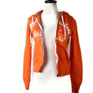 Aeropostale Orange Zip Up Hoodie Sweater